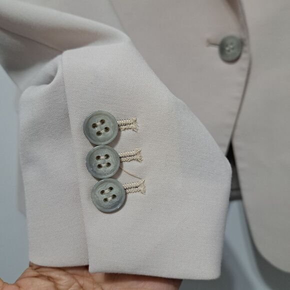 Theory Women's Virgin Wool Blend Blazer One Button Size 6 Neutral - Picture 10 of 15